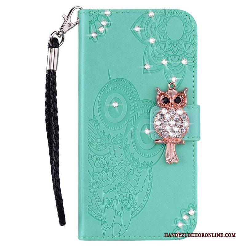 Folio-hoesje voor Samsung Galaxy S22 5G Uil Mandala En Charme