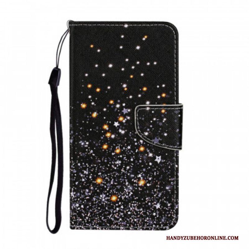 Folio-hoesje voor Samsung Galaxy S22 Plus 5G Sterren En Pailletten Met Lanyard