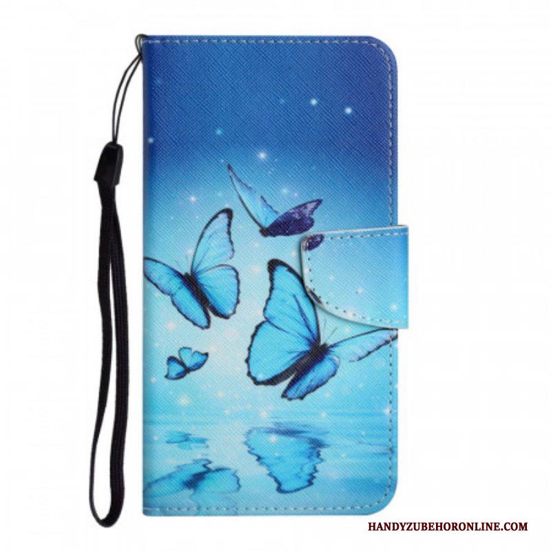 Folio-hoesje voor Samsung Galaxy S22 Ultra 5G Blauwe Vlinders