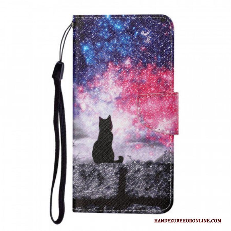 Folio-hoesje voor Samsung Galaxy S22 Ultra 5G Kattenverhalen Met Lanyard