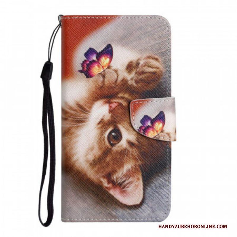 Folio-hoesje voor Samsung Galaxy S22 Ultra 5G Mijn Kitten En Vlinder