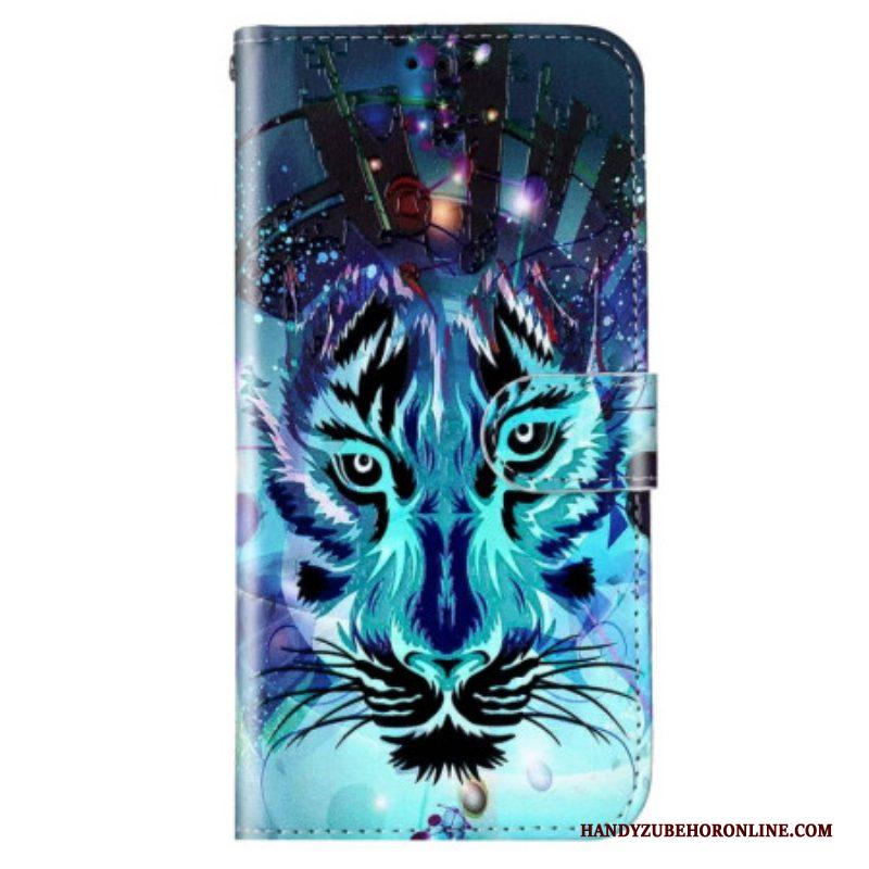 Folio-hoesje voor Samsung Galaxy S23 5G De Tijger Met Lanyard