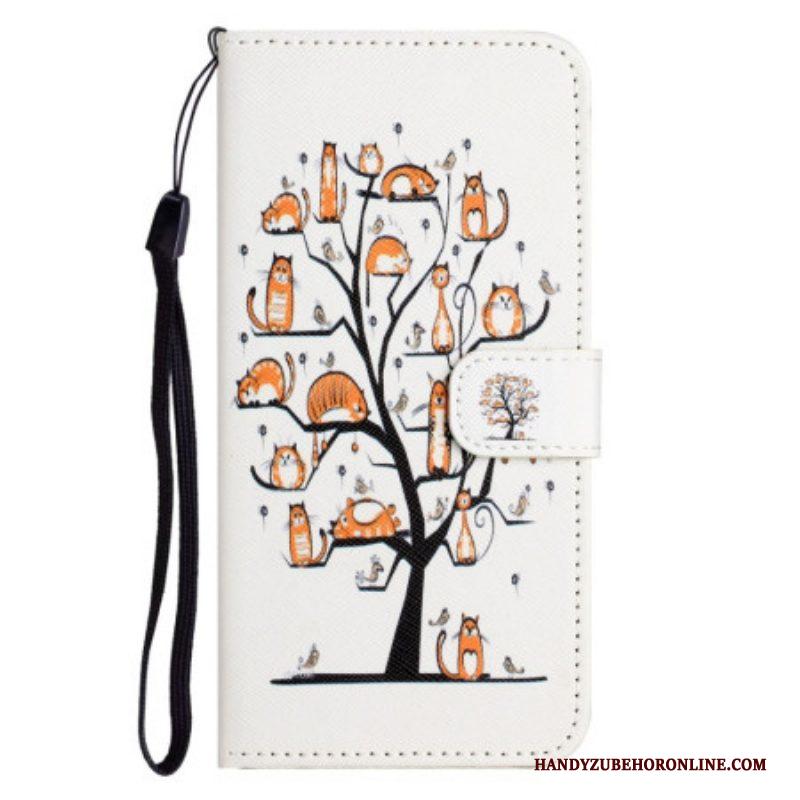 Folio-hoesje voor Samsung Galaxy S23 5G Met Ketting Katten In De String Tree