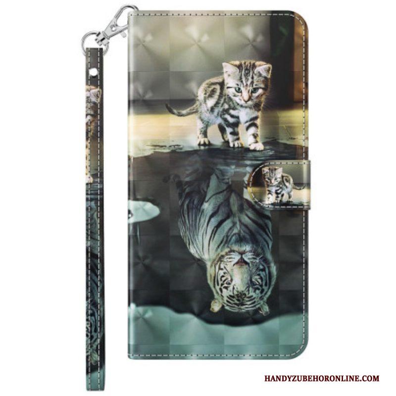 Folio-hoesje voor Samsung Galaxy S23 5G Met Ketting Strappy Kitten Droom