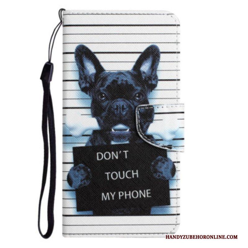 Folio-hoesje voor Samsung Galaxy S23 Plus 5G Met Ketting Hond Raakt Mijn Telefoon Niet Aan Met Lanyard