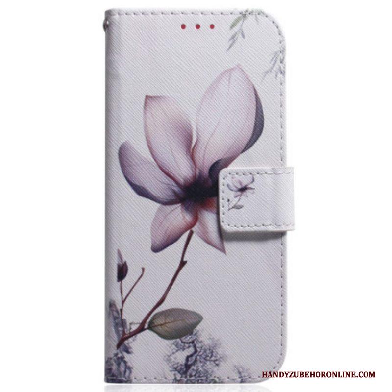 Folio-hoesje voor Samsung Galaxy S23 Ultra 5G Roze Bloem