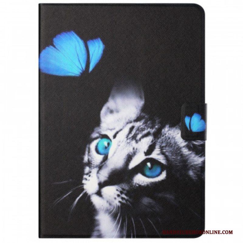 Folio-hoesje voor Samsung Galaxy Tab A8 (2021) Blauwe Kat En Vlinder