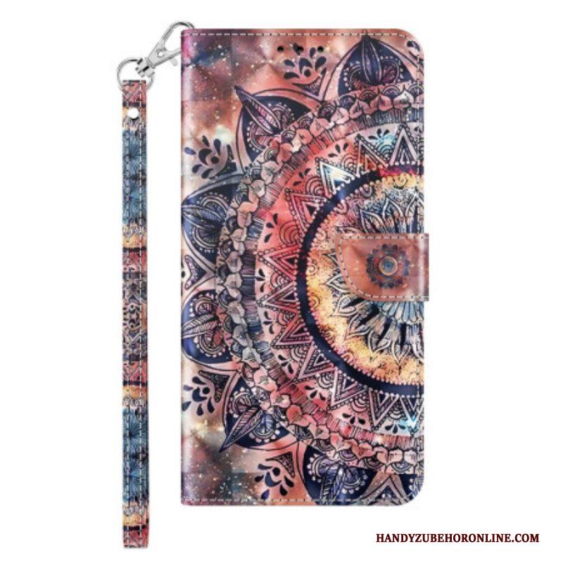 Folio-hoesje voor Sony Xperia 1 IV Met Ketting Kleurrijke Strappy Mandala