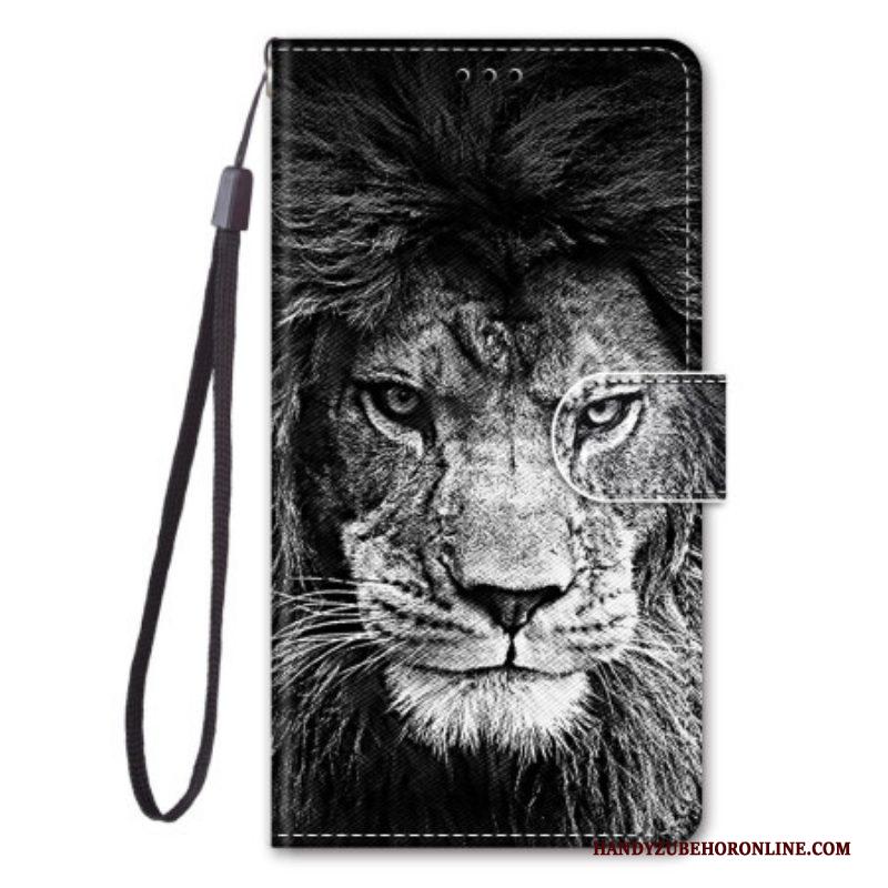 Folio-hoesje voor Sony Xperia 1 IV Met Ketting Lanyard Leeuw