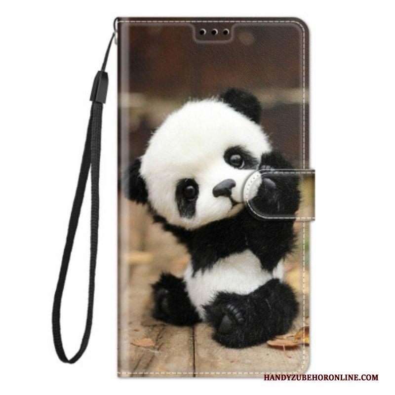 Folio-hoesje voor Xiaomi 12 / 12X Met Ketting Kleine Panda Met Riem