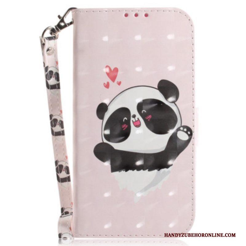 Folio-hoesje voor Xiaomi 12 / 12X Met Ketting Panda Love Met Sleutelkoord