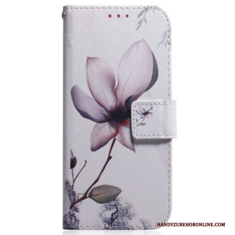 Folio-hoesje voor Xiaomi 13 Pro Met Ketting Strappy Roze Bloem