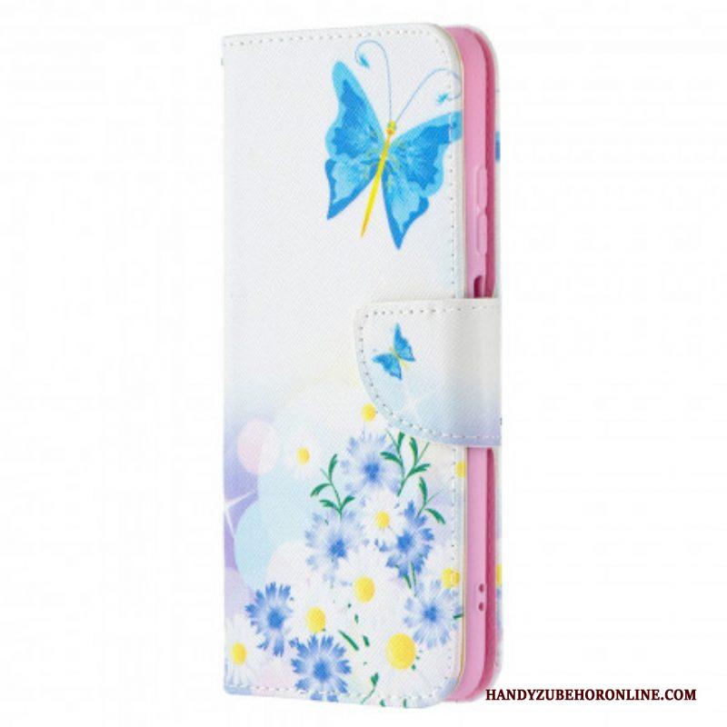 Folio-hoesje voor Xiaomi Redmi Note 10 / 10S Geschilderde Vlinders En Bloemen