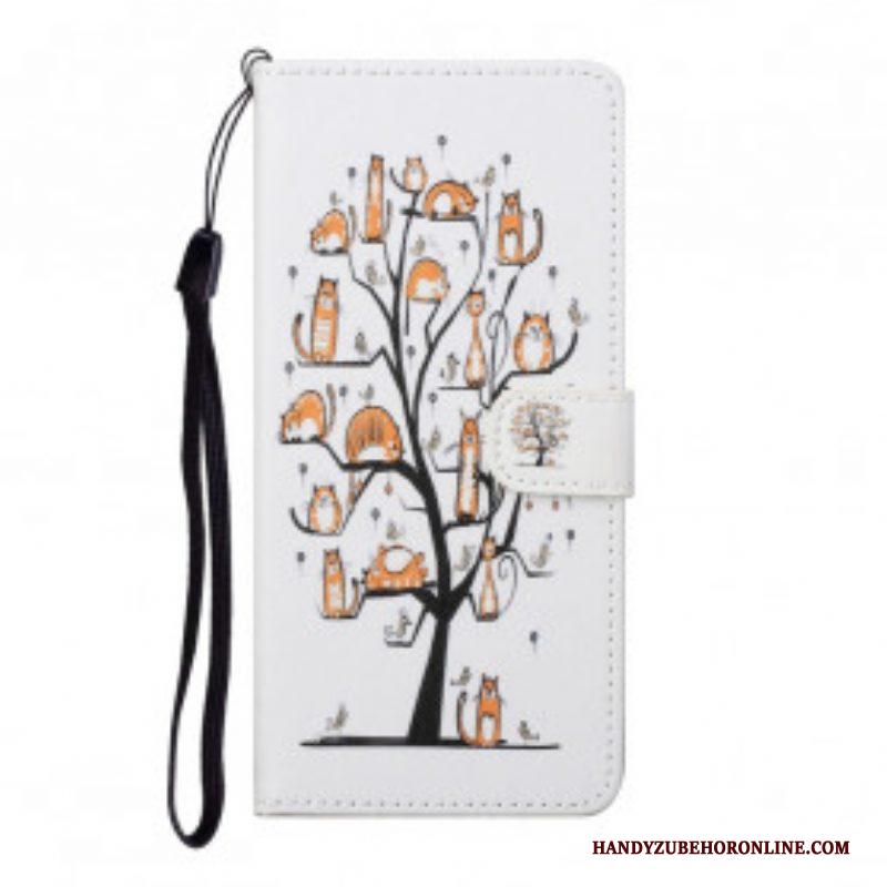 Folio-hoesje voor Xiaomi Redmi Note 10 Pro Met Ketting Funky Cats Met Riem