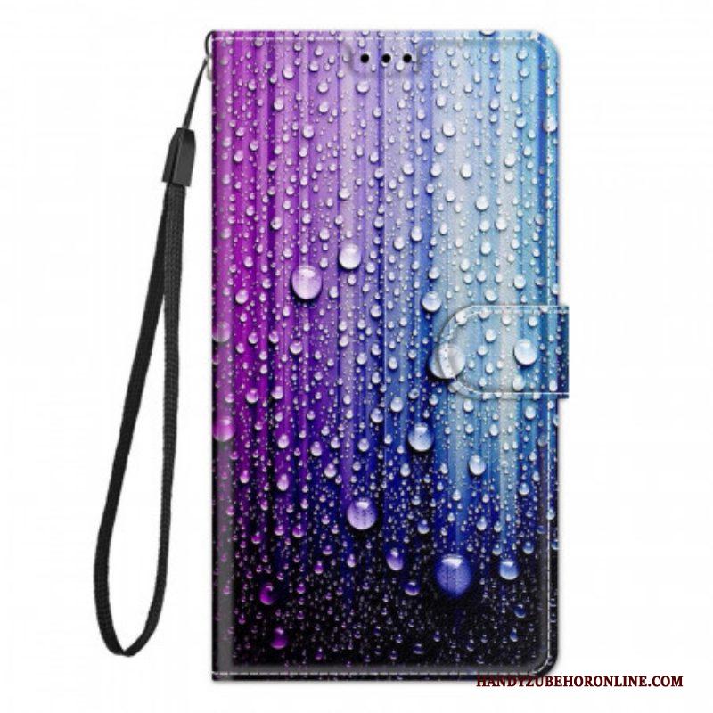 Folio-hoesje voor Xiaomi Redmi Note 10 Pro Waterdruppels Met Lanyard