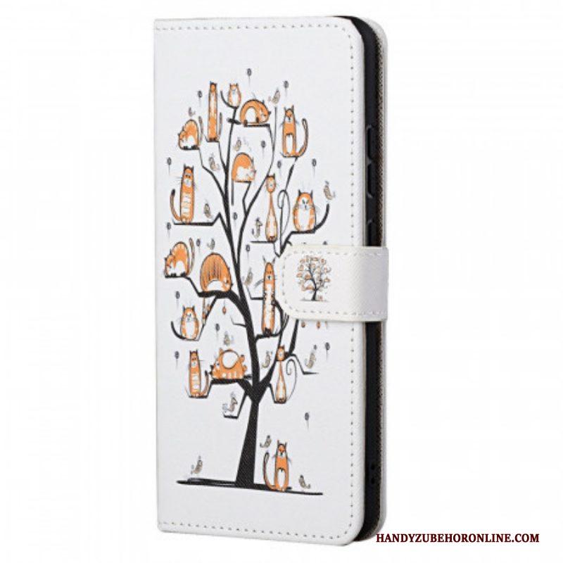 Folio-hoesje voor Xiaomi Redmi Note 11 / 11S Met Ketting Funky Cats Met Riem