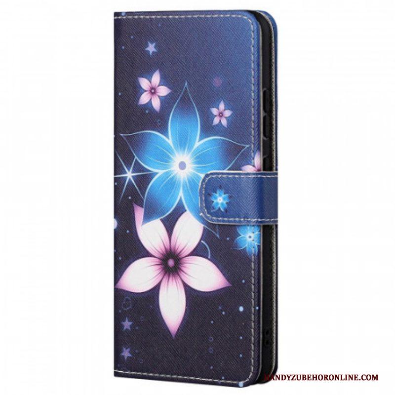 Folio-hoesje voor Xiaomi Redmi Note 11 / 11S Met Ketting Maanband Bloemen