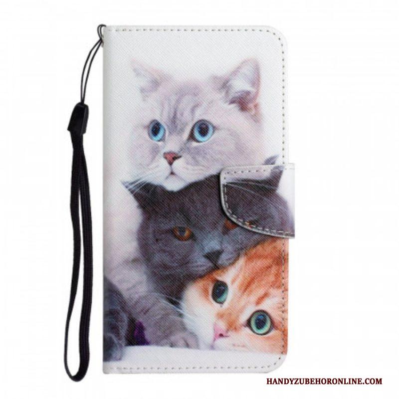 Folio-hoesje voor Xiaomi Redmi Note 11 Pro Plus 5G Stapel Lanyard Cats