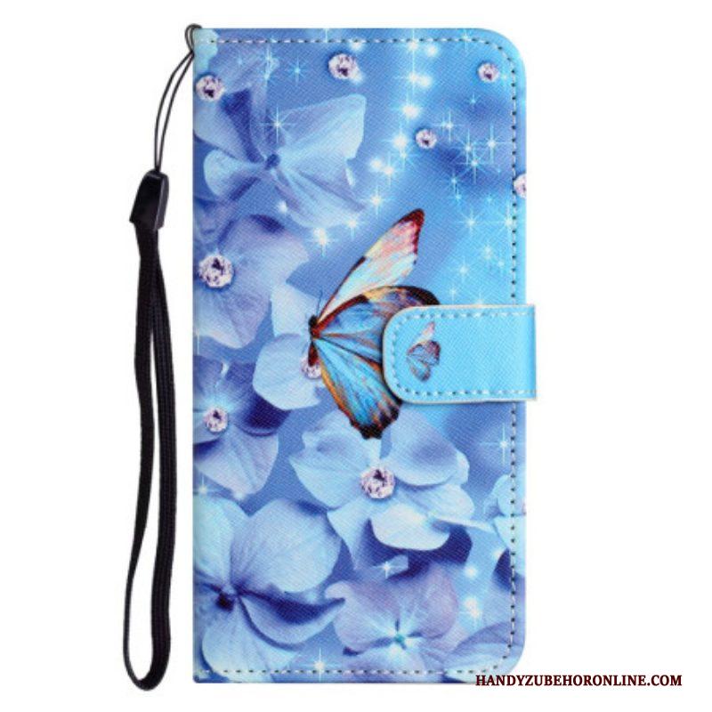 Folio-hoesje voor Xiaomi Redmi Note 12 4G Met Ketting Blauwe Band