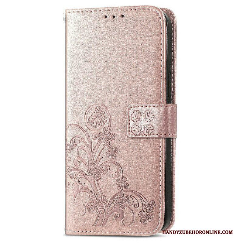 Folio-hoesje voor iPhone 13 Mini Met Ketting Vlinders En Bloemen Riem