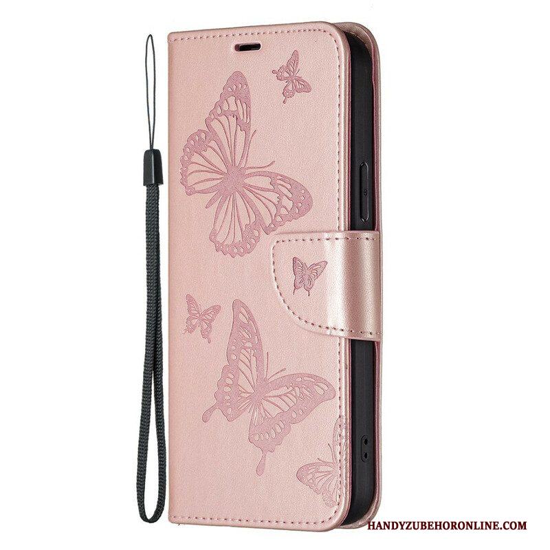 Folio-hoesje voor iPhone 13 Pro Max Flip Case Vlinders En Schuine Klep