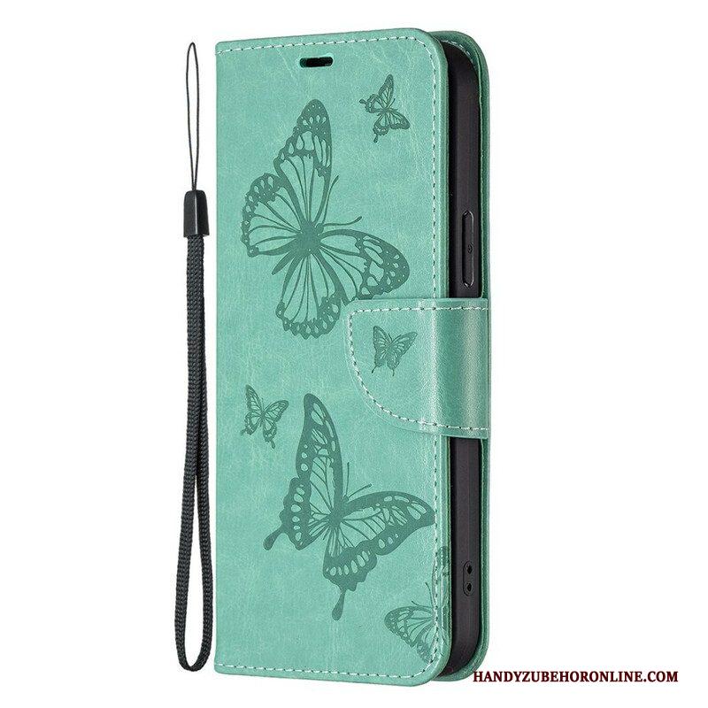 Folio-hoesje voor iPhone 13 Pro Met Ketting Vlinders Bedrukte Strappy