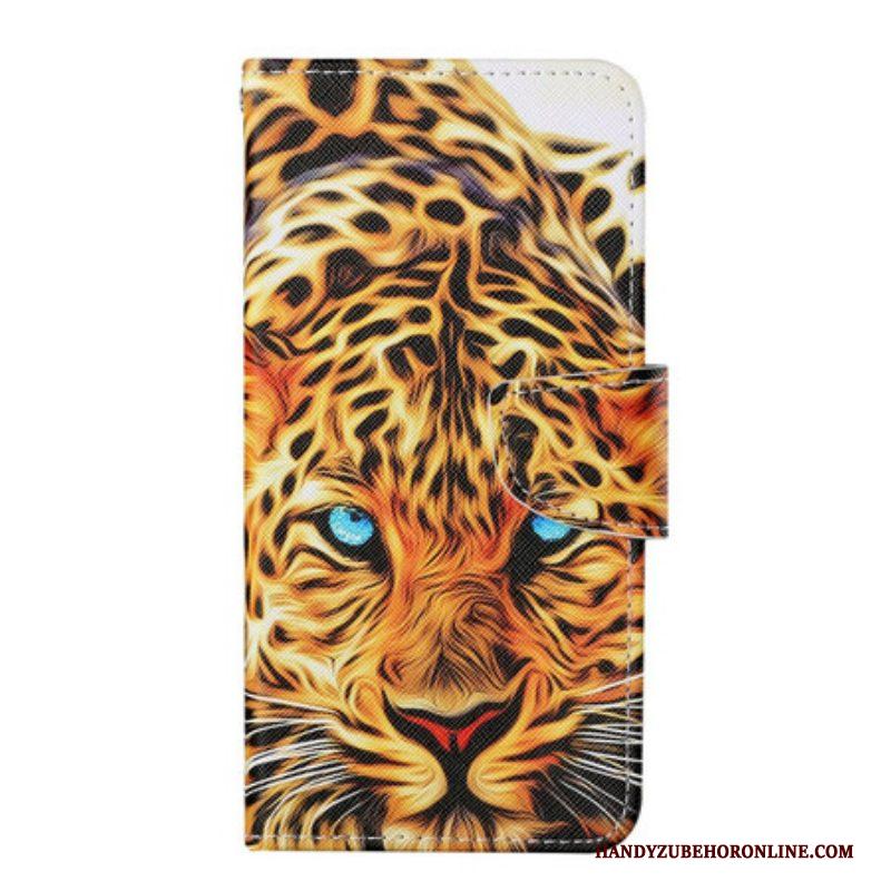 Folio-hoesje voor iPhone 13 Pro Tijger Met Lanyard