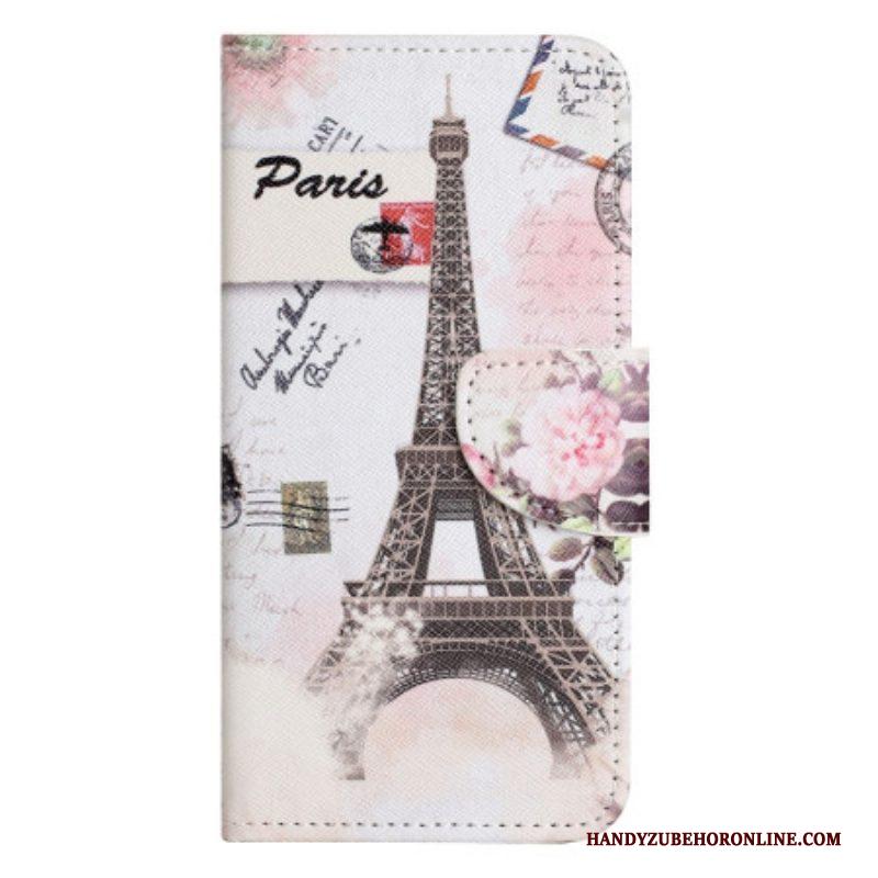 Folio-hoesje voor iPhone 14 Pro Vintage Eiffeltoren