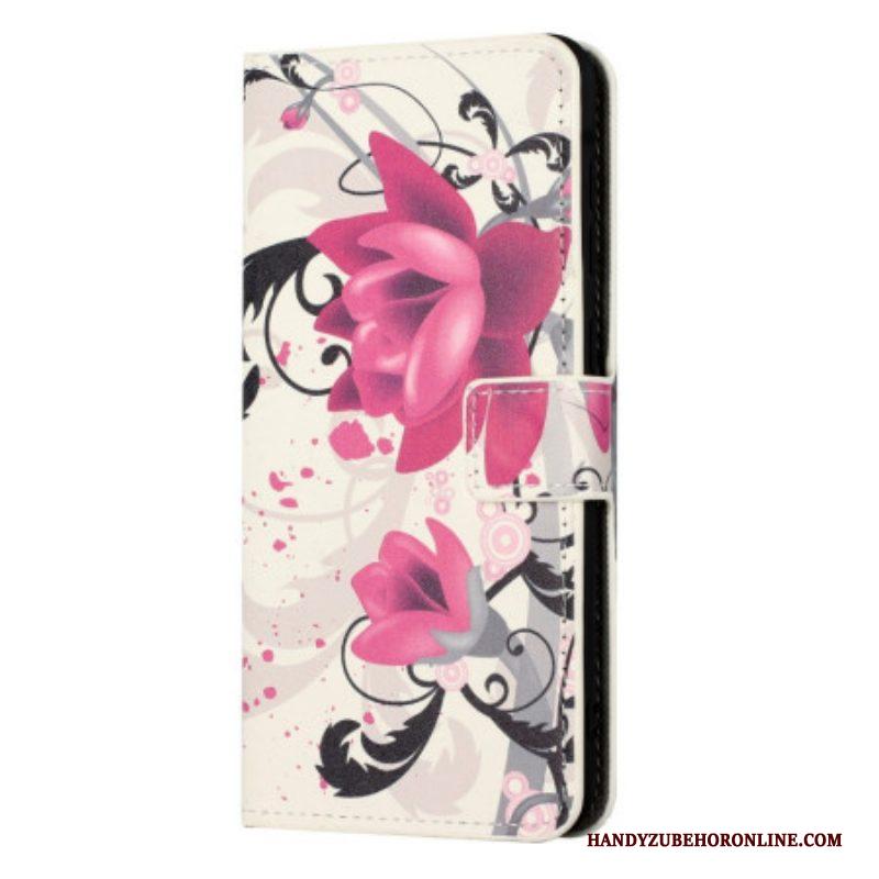 Folio-hoesje voor iPhone 14 Tropische Bloemen