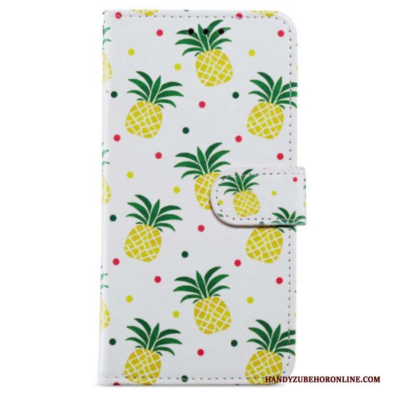 Folio-hoesje voor iPhone 15 Met Ketting Ananas Met Bandje