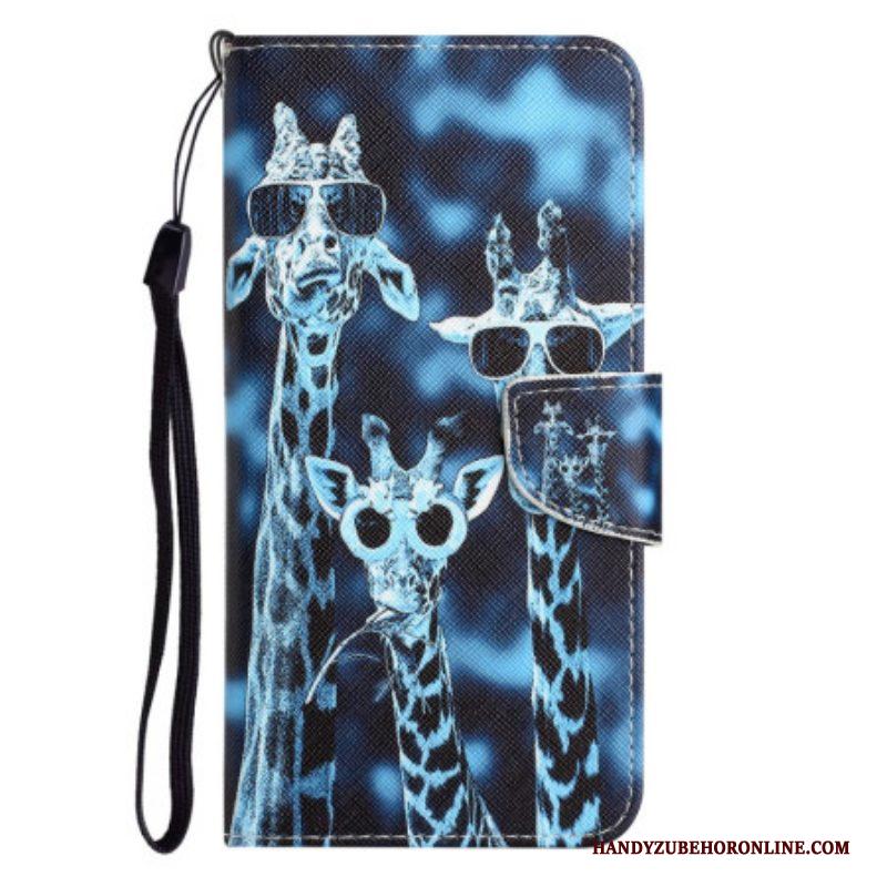 Folio-hoesje voor iPhone 15 Met Ketting Incognito Giraffen Met Riem