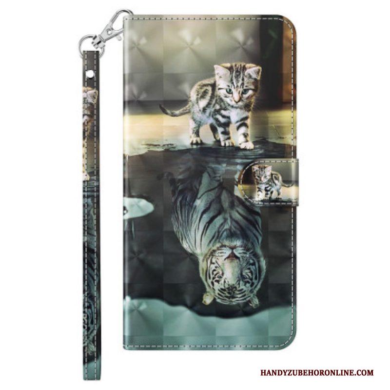 Folio-hoesje voor iPhone 15 Plus Met Ketting 3d Kitten Dream Met Riem