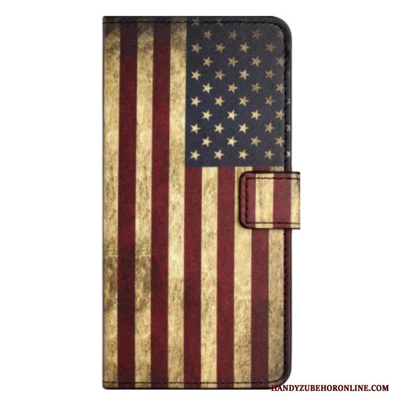Folio-hoesje voor iPhone 15 Plus Vintage Amerikaanse Vlag