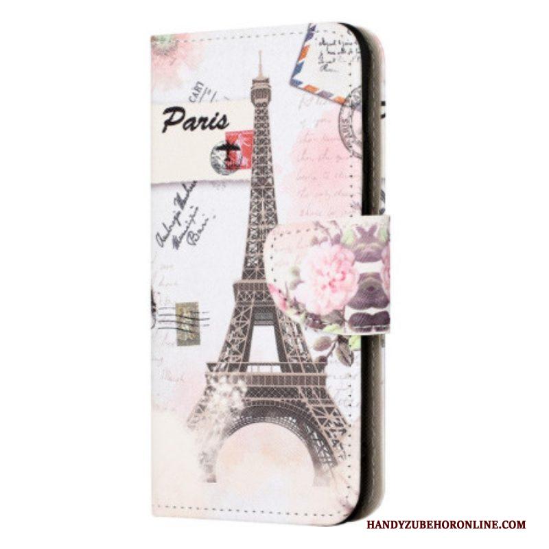 Folio-hoesje voor iPhone 15 Plus Vintage Eiffeltoren