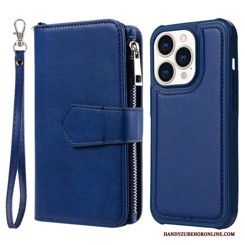 Hoesje Flip Case voor iPhone 14 Pro Portemonnee Leren Portemonnee Met Afneembaar