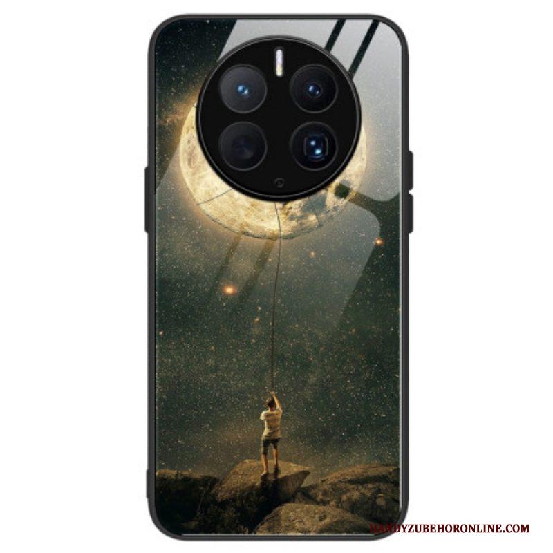 Hoesje voor Huawei Mate 50 Pro Moon Man Gehard Glas