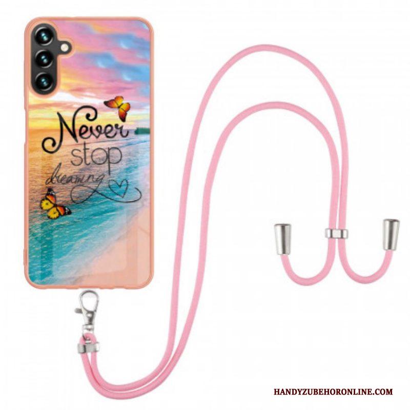 Hoesje voor Samsung Galaxy A13 5G / A04s Met Koord Driehoeken Met Lanyard