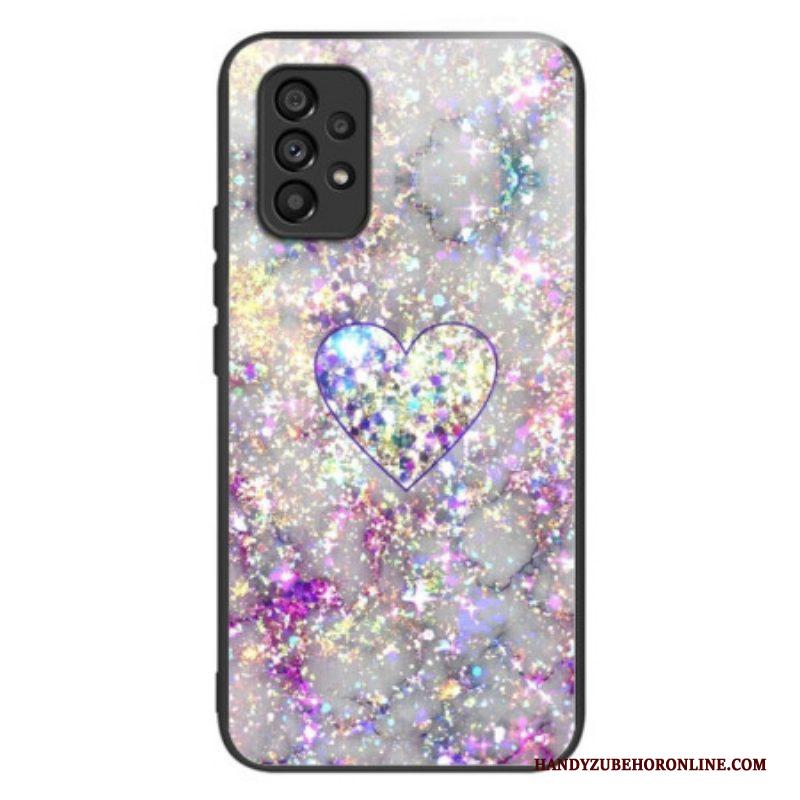 Hoesje voor Samsung Galaxy A53 5G Glitter Hart Gehard Glas