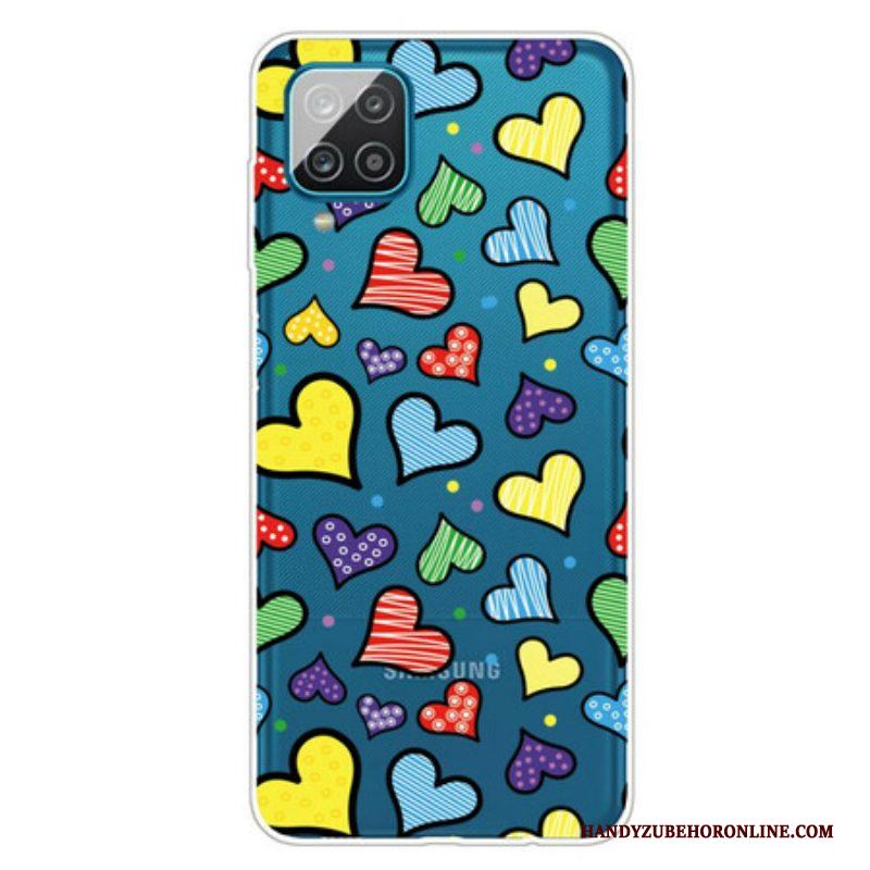 Hoesje voor Samsung Galaxy M12 / A12 Veelkleurige Harten