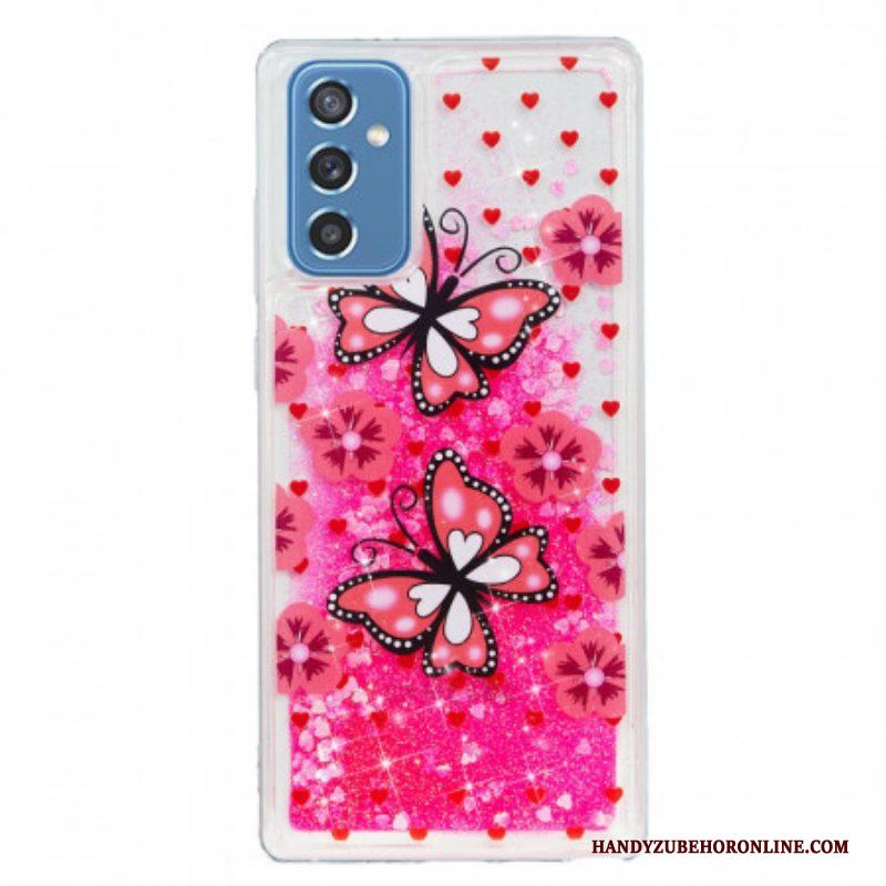 Hoesje voor Samsung Galaxy M52 5G Roze Vlinders