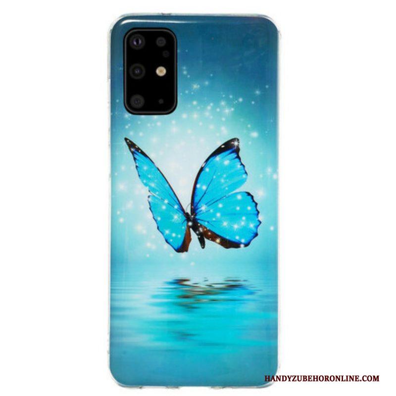 Hoesje voor Samsung Galaxy S20 Plus / S20 Plus 5G Fluorescerende Blauwe Vlinder