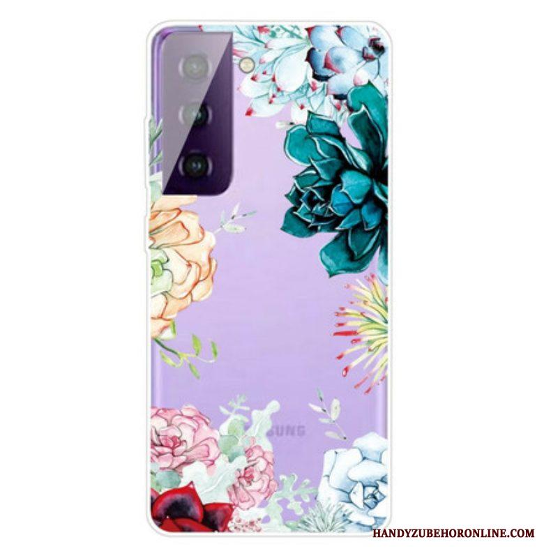 Hoesje voor Samsung Galaxy S21 5G Aquarel Bloemen