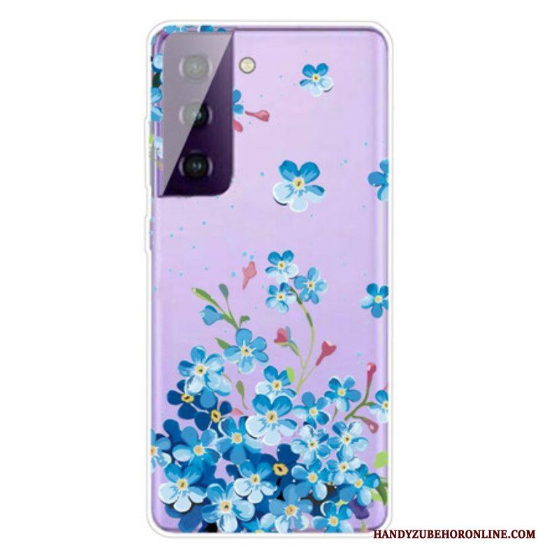 Hoesje voor Samsung Galaxy S21 5G Blauwe Bloemen