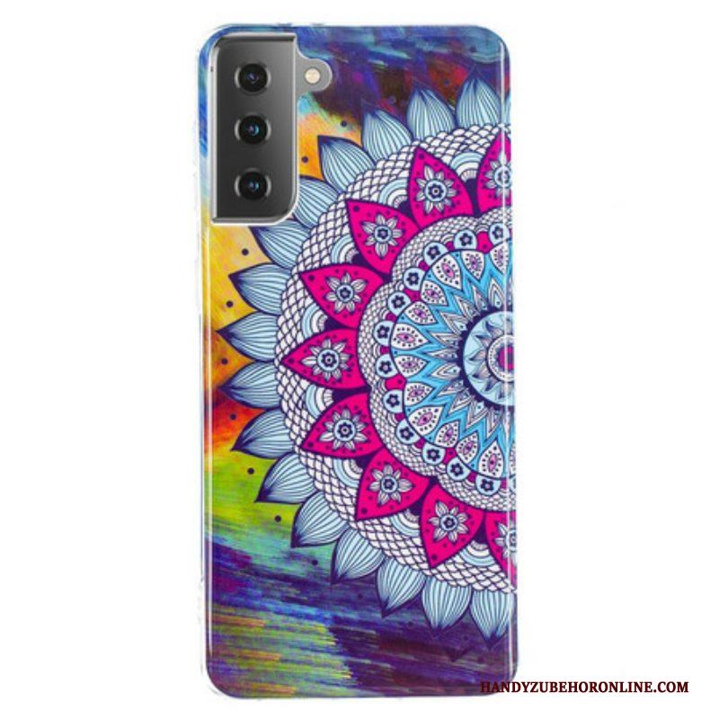 Hoesje voor Samsung Galaxy S21 5G Fluorescerende Kleurrijke Mandala