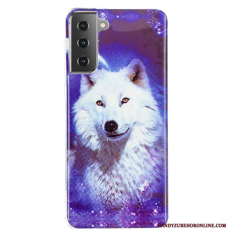 Hoesje voor Samsung Galaxy S21 5G Fluorescerende Wolf-serie