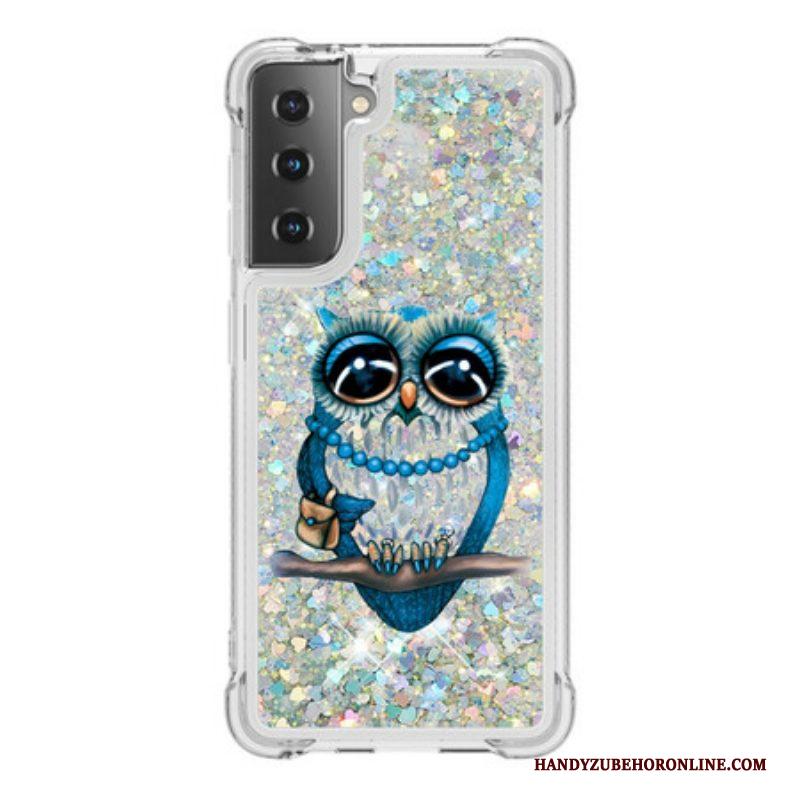 Hoesje voor Samsung Galaxy S21 5G Miss Uil Pailletten