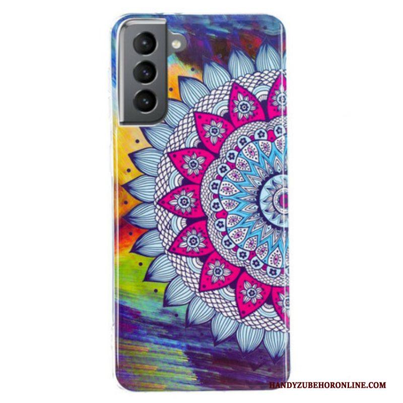 Hoesje voor Samsung Galaxy S21 FE Fluorescerende Kleurrijke Mandala