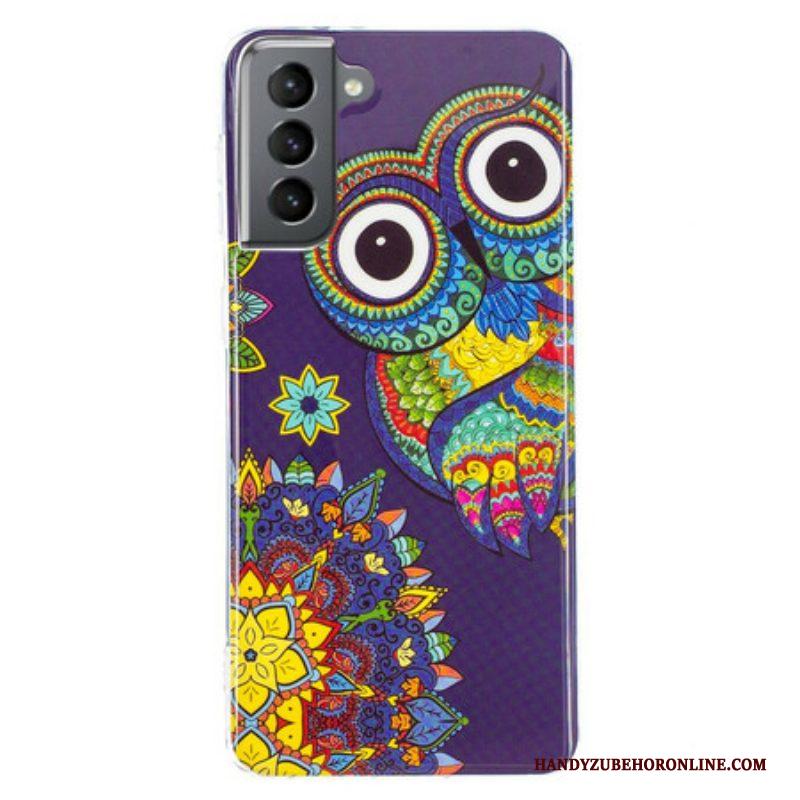 Hoesje voor Samsung Galaxy S21 FE Fluorescerende Uil Mandala