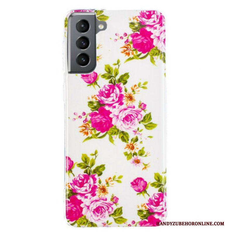 Hoesje voor Samsung Galaxy S21 FE Fluorescerende Vrijheidsbloemen