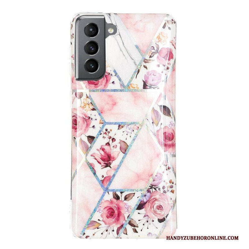 Hoesje voor Samsung Galaxy S21 FE Gemarmerde Bloemen